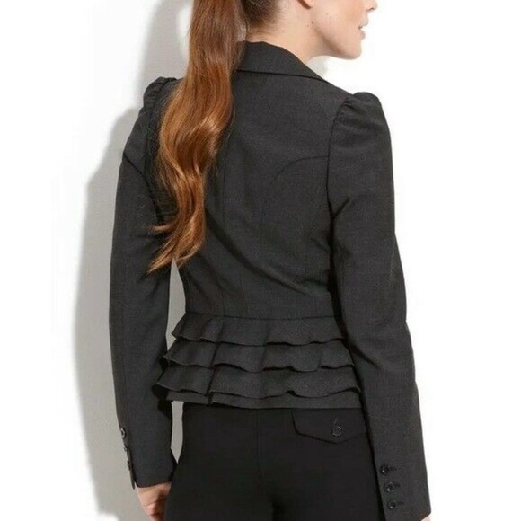 Rebecca Taylor Wool Blend Tiered Ruffle Blazer Jacket - Picture 4 of 12